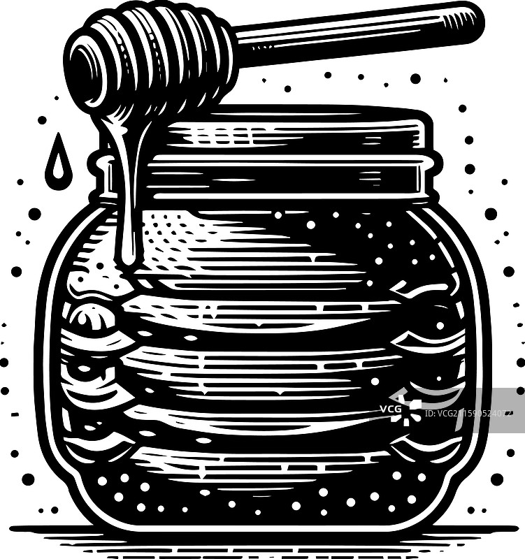 简单的蜂蜜罐正面图标复古标志图片素材
