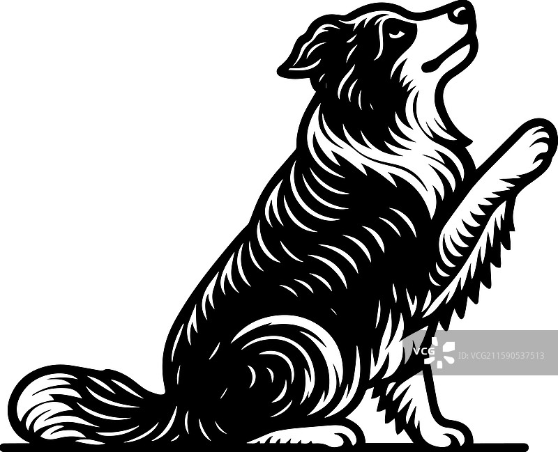 简单可爱的澳大利亚牧羊犬复古图标图片素材