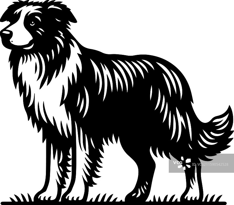 复古风格的简单澳大利亚牧羊犬站立图标图片素材