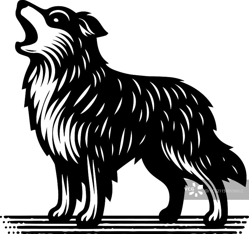 简单的边境牧羊犬烘焙图标复古标志图片素材