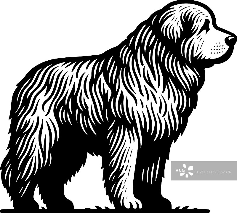 简单的伟大比利牛斯犬站立图标复古标志图片素材