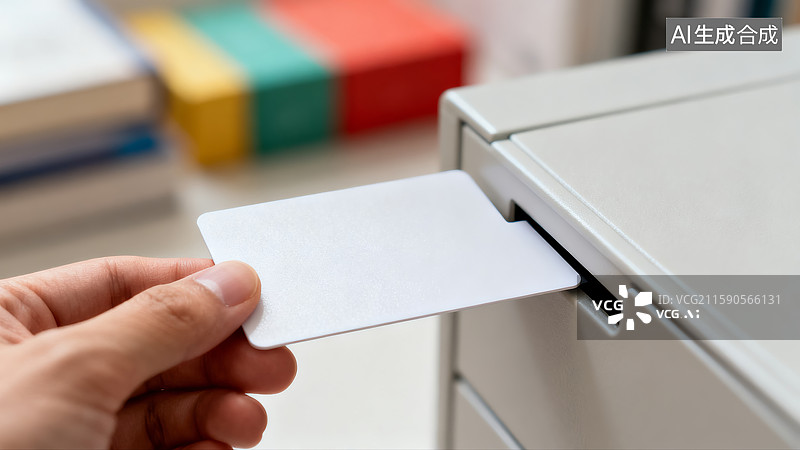 【AI数字艺术】刷卡特写镜头，门禁卡，安全权限图片素材