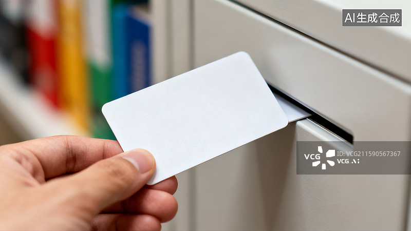 【AI数字艺术】刷卡特写镜头，门禁卡，安全权限图片素材