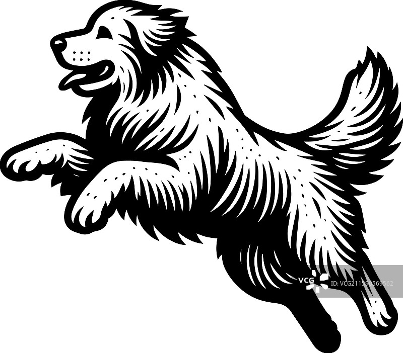 简单的伟大比利牛斯犬跳跃图标复古标志图片素材