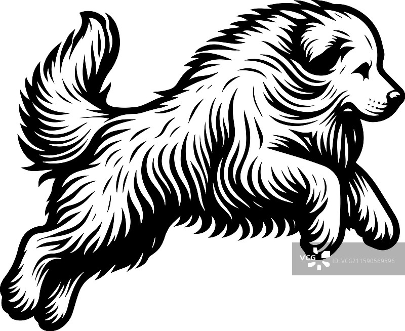 简单的放松大比利牛斯犬图标复古标志图片素材