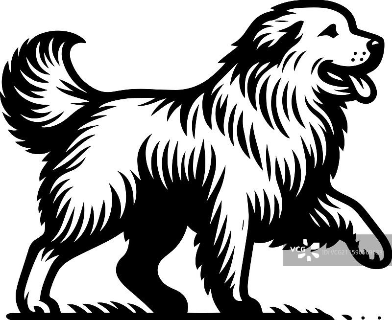 简单的伟大比利牛斯犬奔跑图标复古标志图片素材