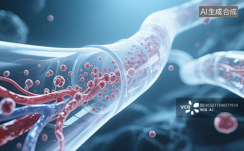 【AI数字艺术】显微镜下的血管和细胞图片素材
