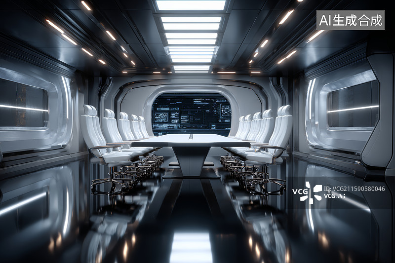 【AI数字艺术】现代化未来感会议室图片素材