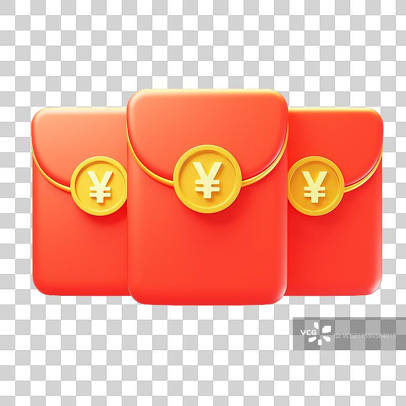 免抠中国风红包利是封新年喜庆3D图片素材