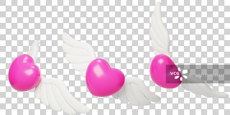 免抠情人节爱情浪漫甜蜜爱心翅膀3D图片素材