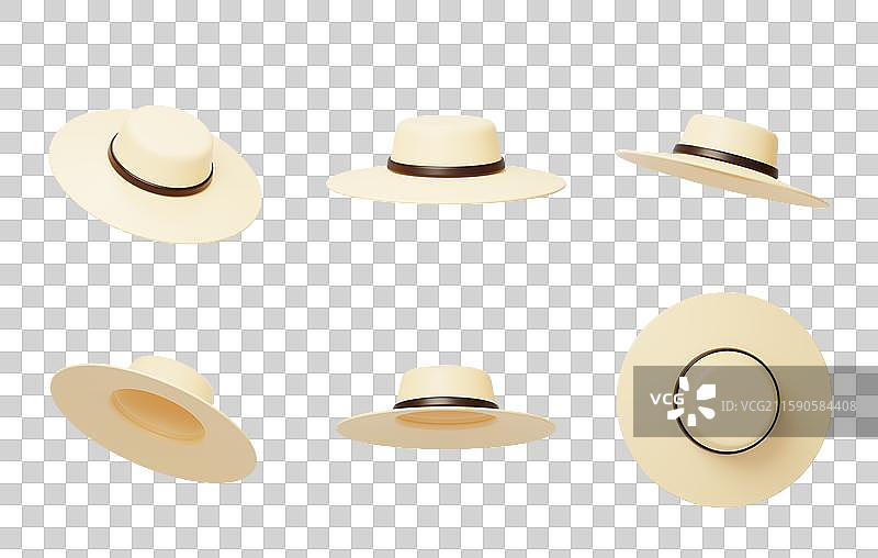 免抠旅游度假出行遮阳太阳帽子3D图片素材