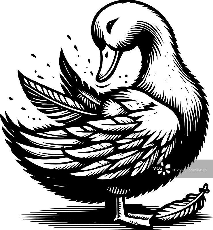 简单的北京鸭梳理羽毛图标 复古风格图片素材