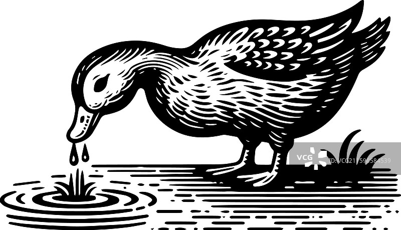 简单的北京鸭站立图标复古标志图片素材