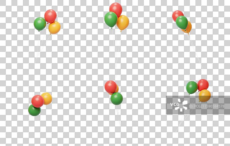 免抠活动节日装饰漂浮欢乐气球3D图片素材