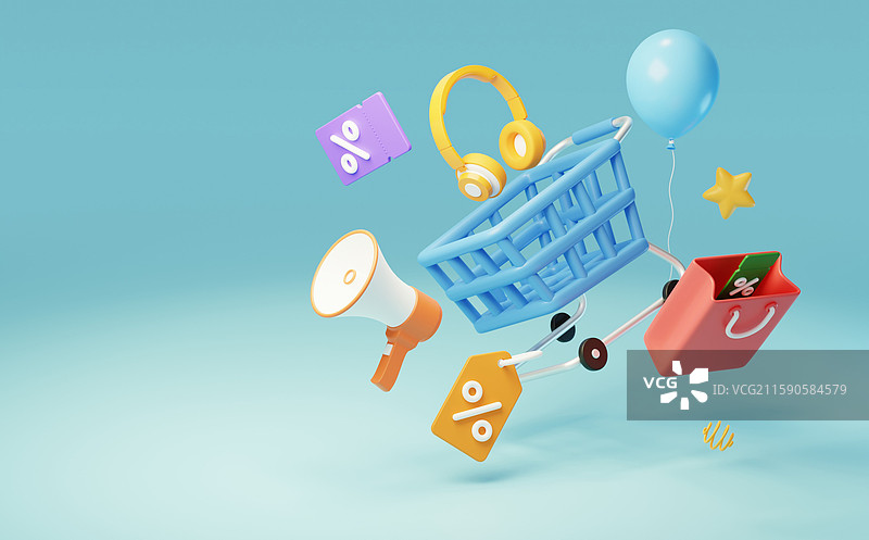 电商促销网购消费购物营销3D图片素材