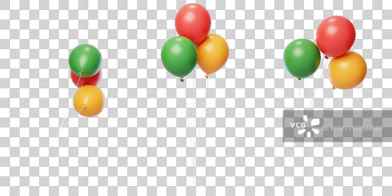 免抠活动节日装饰漂浮欢乐气球3D图片素材