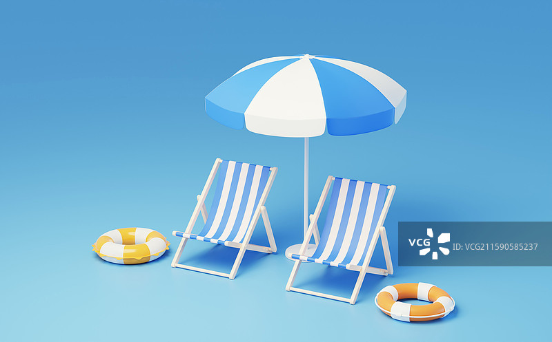 旅行度假沙滩滨海放松悠闲3D图片素材