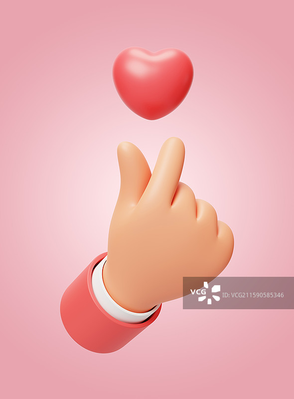 3D互动手势比心动作比划爱意图片素材