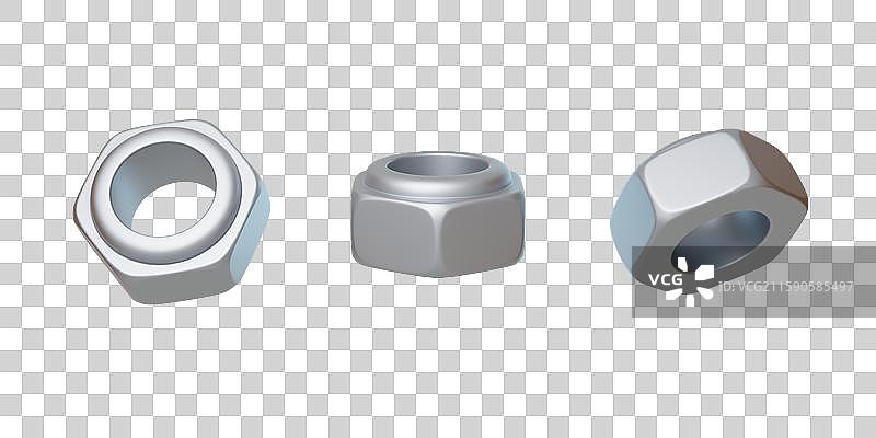 免抠五金工具机械制造必备螺母3D图片素材