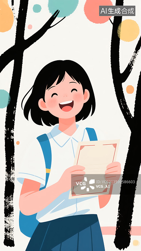 【AI数字艺术】女生拿着文件插画图片素材
