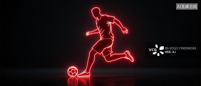 【AI数字艺术】光线绘图足球运动员图片素材