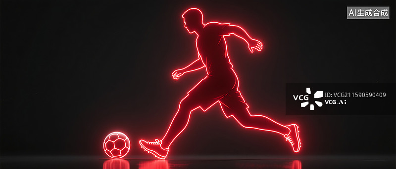 【AI数字艺术】光线绘图足球运动员图片素材
