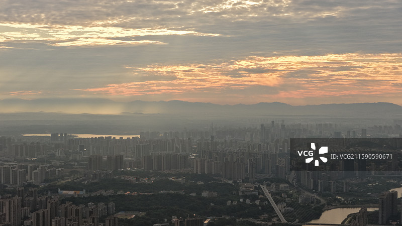 长沙市区全景 日出图片素材