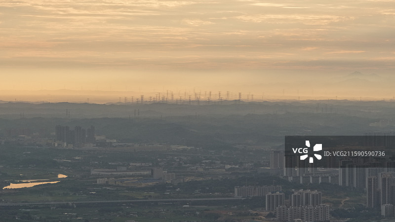 长沙市区全景 日出图片素材