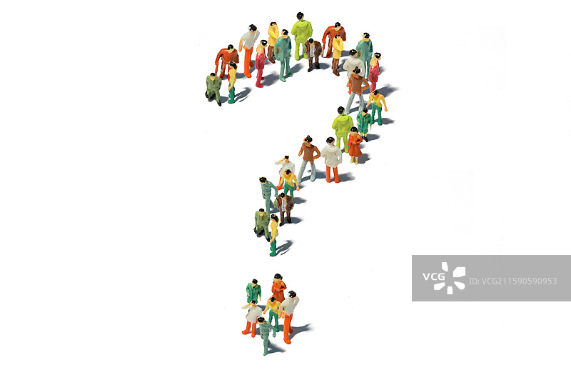 小人模型人群组成的问号概念图图片素材