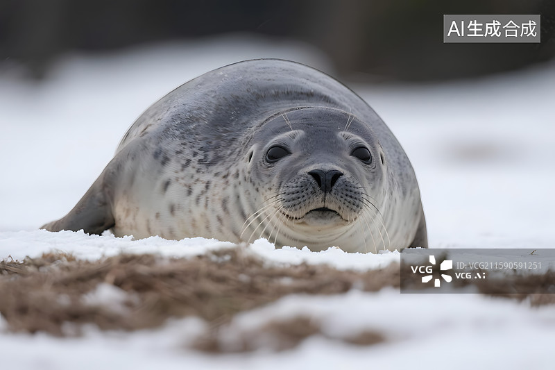 【AI数字艺术】冰雪中的海豹图片素材