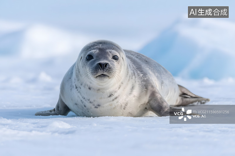 【AI数字艺术】冰雪中的海豹图片素材