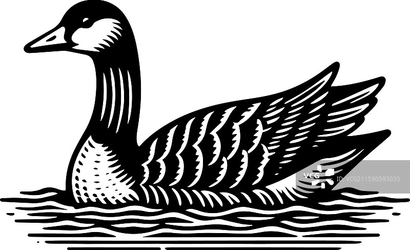 简单的图卢兹鹅游泳图标复古标志图片素材