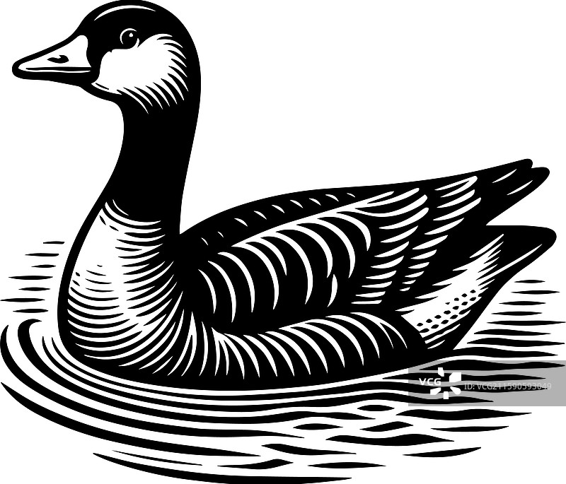 简单的图卢兹鹅游泳图标复古标志图片素材