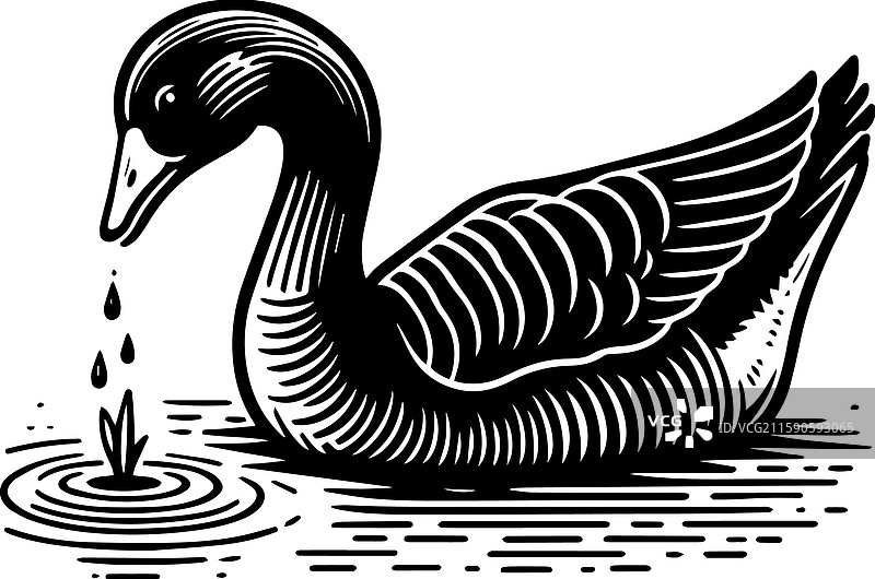简单的美国大白鹅饮水图标图片素材
