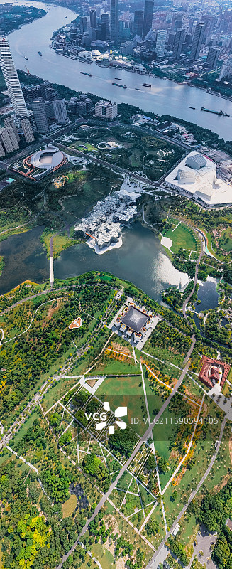 航拍世博地区后滩世博文化公园城市天际线图片素材