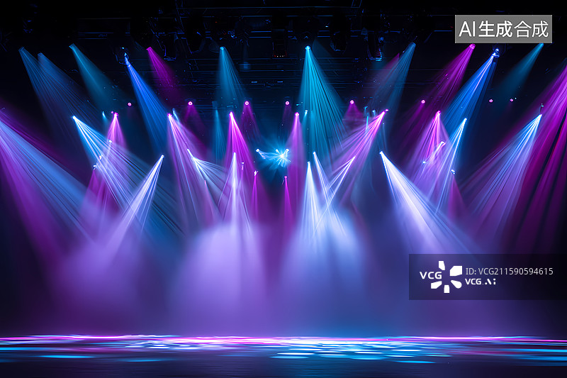 【AI数字艺术】舞台绚丽灯光图片素材