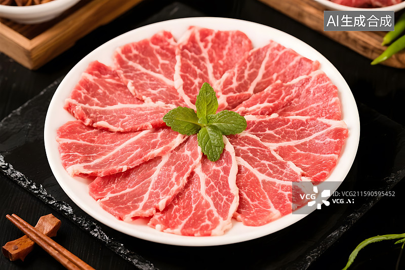 【AI数字艺术】新鲜牛肉片图片素材