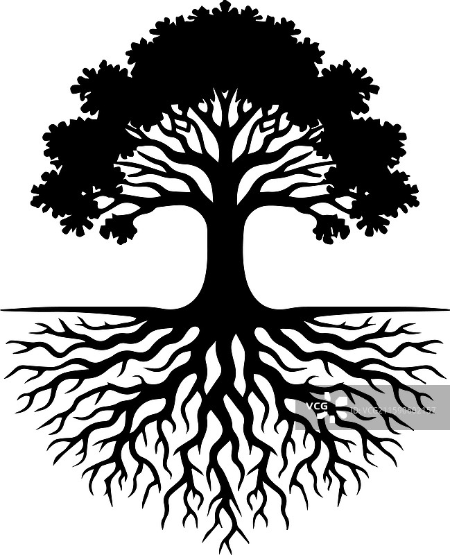 简单的橡树根图标现代标志图片素材