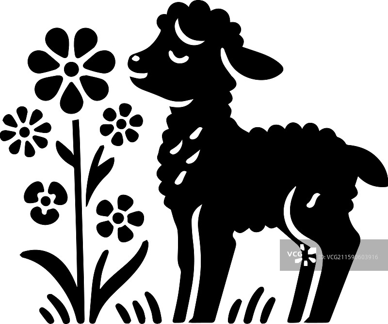 简单的婴儿小羊图标现代标志图片素材