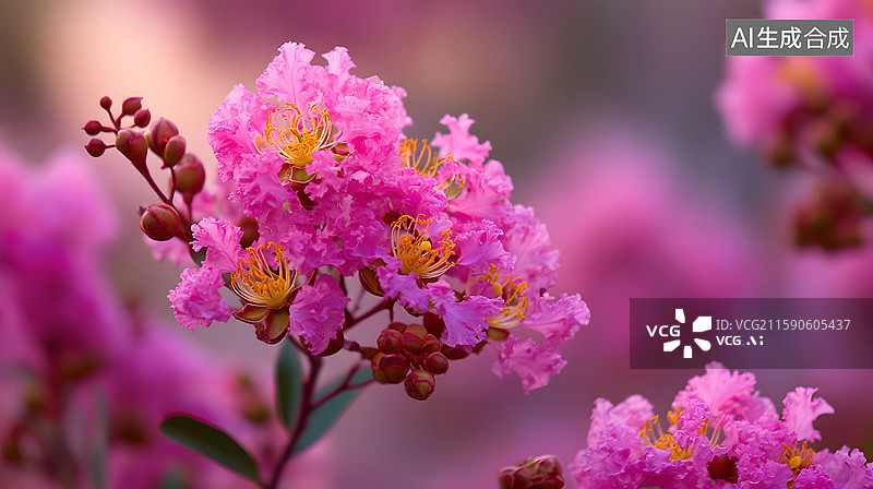 【AI数字艺术】紫薇花盛开枝头图片素材