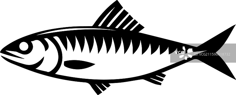 简单的沙丁鱼图标 复古标志 复古风格图片素材