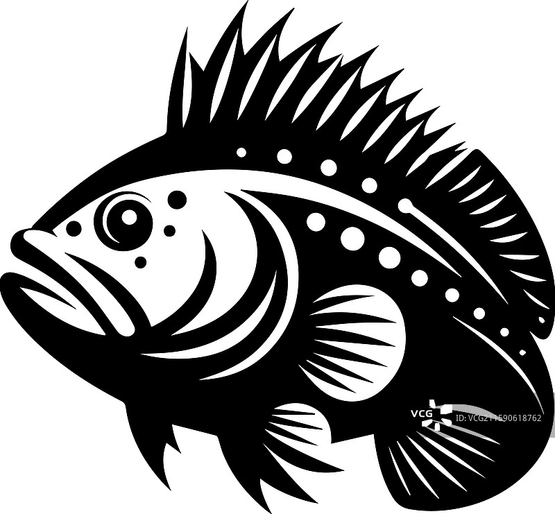 简单的石斑鱼图标 复古标志 复古风格图片素材