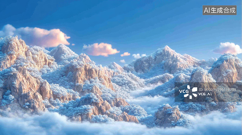 【AI数字艺术】梦幻山林：自然奇观与色彩斑斓的仙境图片素材