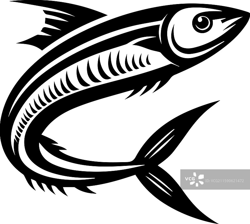简单的沙丁鱼图标 复古标志 复古风格图片素材