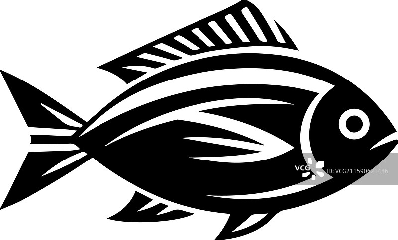 简单的鲷鱼图标 复古标志 复古风格图片素材