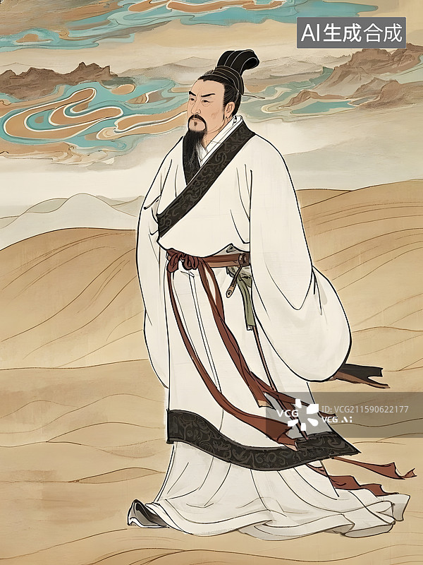 【AI数字艺术】历史文化名人肖像中国汉代著名的外交家探险家张骞图片素材