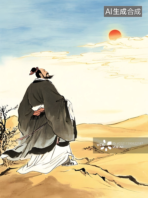 【AI数字艺术】历史文化名人肖像中国汉代著名的外交家探险家张骞图片素材