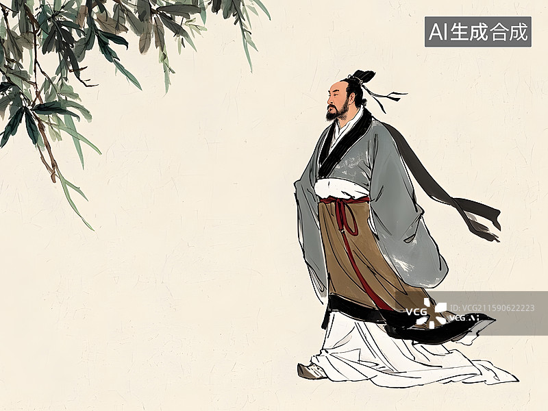 【AI数字艺术】历史文化名人肖像中国汉代著名的外交家探险家张骞图片素材