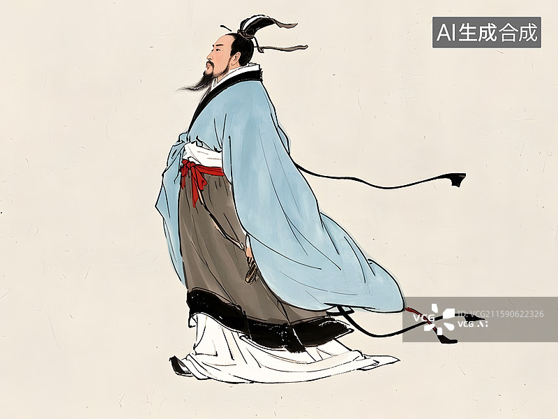 【AI数字艺术】历史文化名人肖像中国汉代著名的外交家探险家张骞图片素材