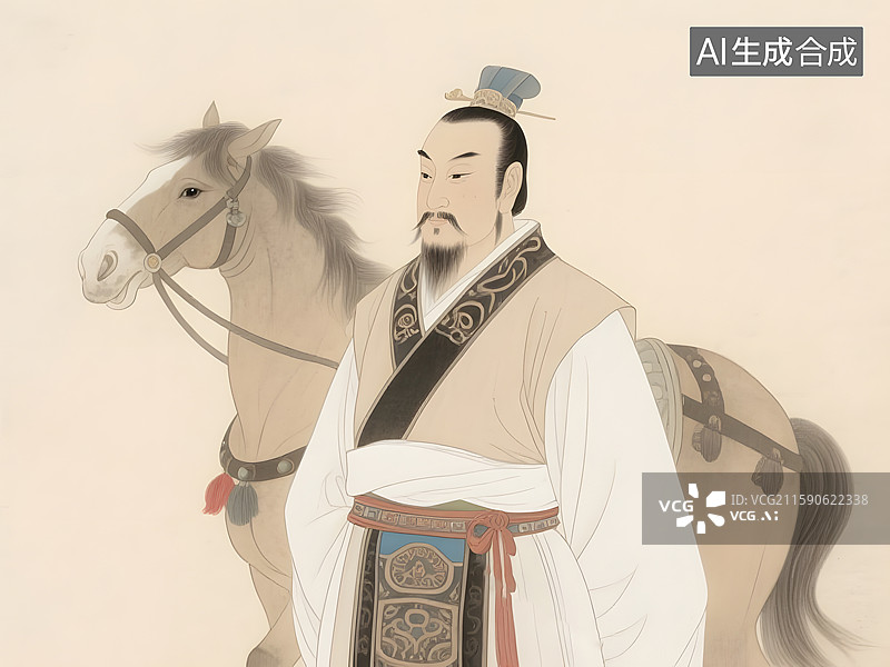 【AI数字艺术】历史文化名人肖像中国汉代著名的外交家探险家张骞图片素材